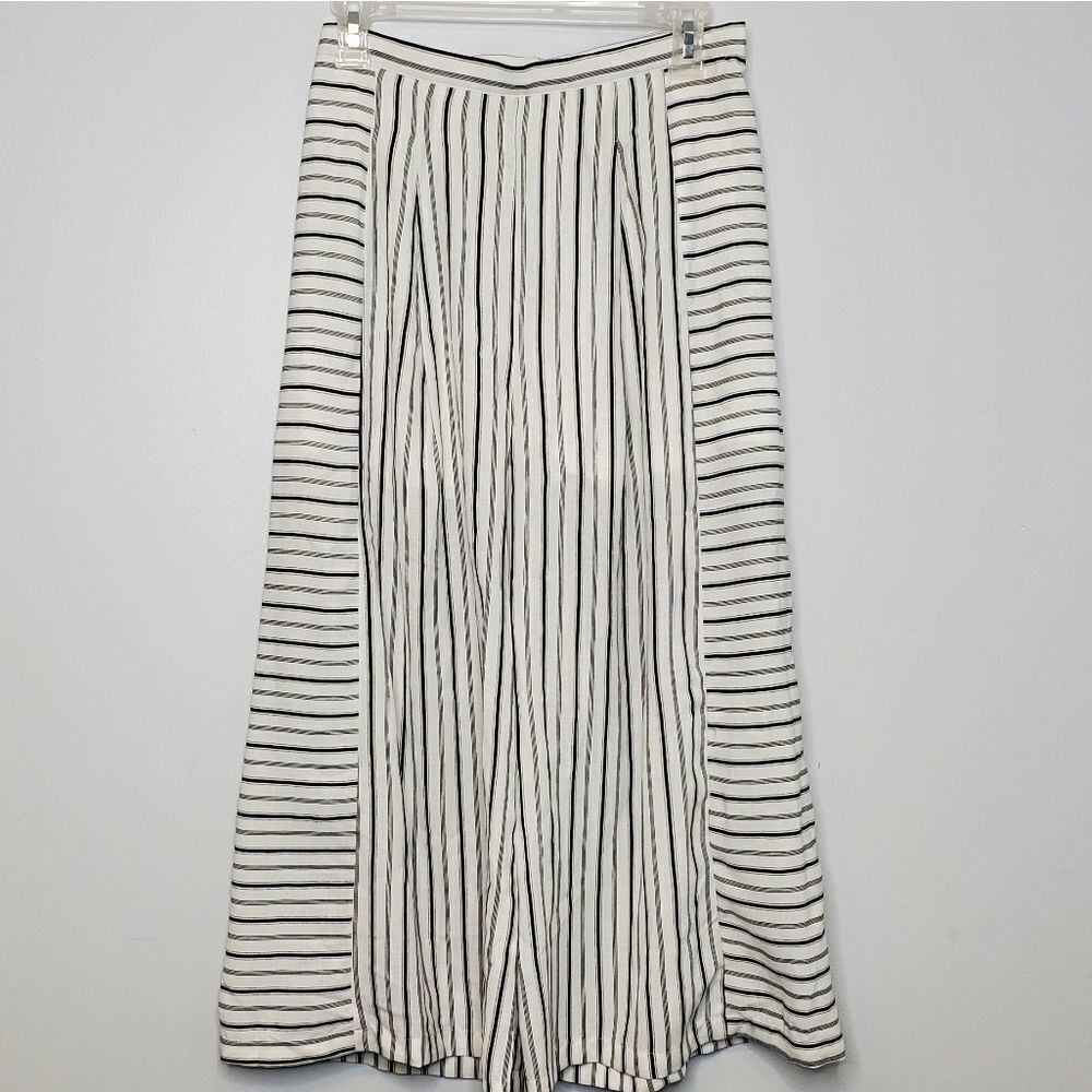 MODCLOTH palazzo‎ pants Doe & Rae crop black striped S